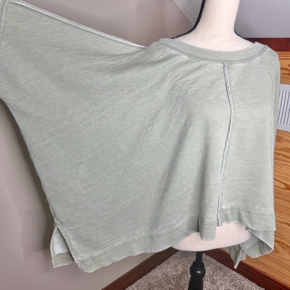 Free People Daisy Sweatshirt Washed Army Green Small S Oversized Heart OB1899422 - Picture 5 of 12